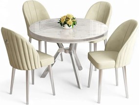 Mos étkezőgarnitúra, fehér márvány-króm, 90 cm – TR240CHR2926