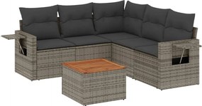 vidaXL 6 részes szürke polyrattan kerti ülőgarnitúra párnákkal