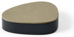 Zöld-fekete fedeles-dekoratív fa-öko bőr tárolódoboz 14x12,5x3,5 cm Curve Nupo – LIND DNA