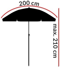 Deuba Crete napernyő Ø200 cm - piros