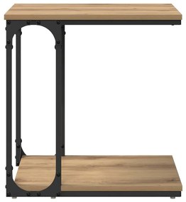 Oldal asztal polcokkal kézműves tölgy 50 x 35 x 52 cm Faanyag