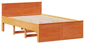 barna tömör fenyőfa fejtámlás ágykeret matrac nélkül 120x200 cm