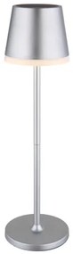 Globo 36637SM Solar asztali lámpa, fém/műanyag ezüstszínű metál, műanyag szatírozott, csúszókapcsoló, CR18650 1200mAh 3.7V, IP44, 2 szerelési magasság: 41 cm/26 cm, ø: 110mm, M: 410mm, tartozék: 10x LED 0.06W 3V, 3000K