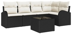 vidaXL Kanapé Szett párnával Fekete Poliészter