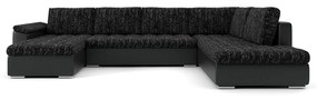 VEGAS 315/190 U alakú kinyitható kanapé Fekete / fekete ökobőr Jobb