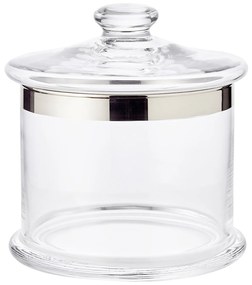 ERIK csokis doboz, fújt kristályüveg platina peremmel, h. 18 cm - EDZARD