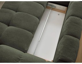 Zöld zsenília kinyitható-tárolóhelyes sarokkanapé (bal oldali-L alakú) Everest – Bobochic Paris