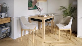 FONTE Craft Gold Tölgy / Fekete Matt - Klasszikus konyhai/nappali asztal 85x75 Kinyitható akár 130 cm-ig!