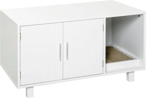 PawHut Macskaalom doboz bútor ajtós kaparóval, 91x52x50,5 cm, fehér | Aosom