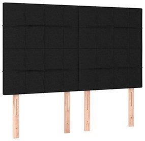 fekete szövet LED-es fejtámla 144x5x118/128 cm