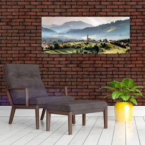 Kép - falu a ködben (120x50 cm)