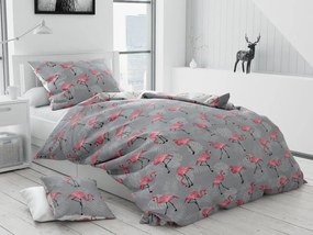 Flamingó fordítható pamut ágynemű DeLuxe Ágynemű mérete: 140x200 cm, A csomag tartalma: Készletcsomagolás