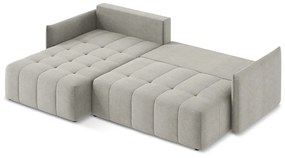 Világosszürke kinyitható-tárolóhelyes sarokkanapé (bal oldali-heverő résszel) Moku – Makamii