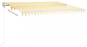 sárga és fehér kézzel kihúzható LED-es napellenző 450 x 300 cm