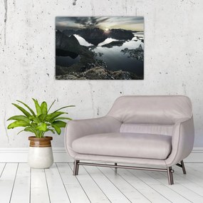 Üveg kép - Norvég hegyek (70x50 cm)