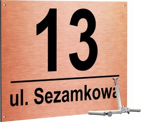 Házszám Címtábla Házszám Réz 40x30 cm (4 db tipli)