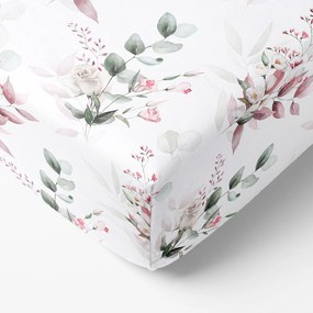 Goldea pamut körgumis lepedő deluxe - zsenge rózsák 80 x 160 cm