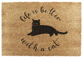 Kókuszrost lábtörlő 40x60 cm Life Is Better With a Cat – Artsy Doormats
