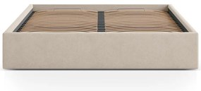 Világosbarna kárpitozott ágyneműtartós-ágytámla nélkül franciaágy ágyráccsal 180x200 cm Susan – Micadoni