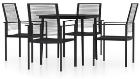 vidaXL 5 részes fekete kerti étkezőgarnitúra