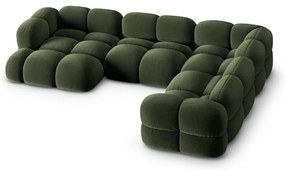 Zöld bársony sarokkanapé (jobb oldali-U alakú) Loretto – Cosmopolitan Design