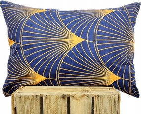 Pamut párnahuzat Prémium sötétkék legyező arany glamour 50x70 modern