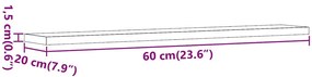 4 db kézműves tölgy színű szerelt fa fali polc 60 x 20 x 1,5 cm
