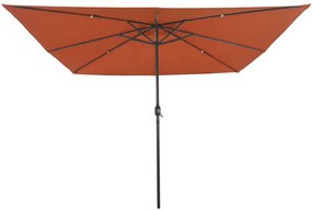 Négyzet alakú Kerti Napernyő LED Fénnyel 295x245 cm Terrakotta