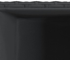 3 db fekete polyrattan kerti ültetőláda