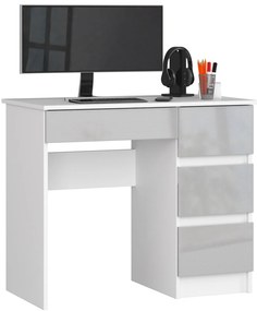 PC asztal Benicio II (fehér + fényes fém)  (J). Akció -18%. 1069648