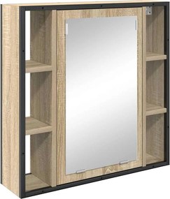 vidaXL Tükörszekrény polcokkal Sonoma tölgy 60 x 16 x 60 cm Faanyag