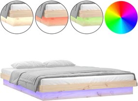 vidaXL King Size tömör fa LED-es ágykeret 150 x 200 cm