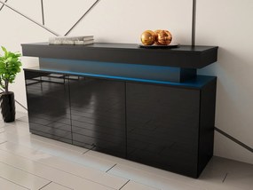 Szekrény Lesteralo 3D 160 (fekete + fényes fekete) (LED világítással). 1105937