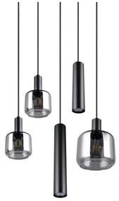 Fekete függőlámpa fém-üveg búrával ø 40 cm Mataro – Trio