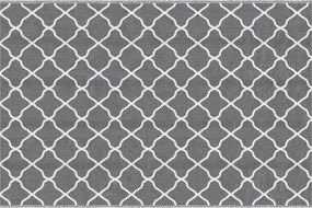 Outsunny Kerti Szőnyeg 182x274 cm Fordítható Szőnyeg Geometrikus Mintával, Vízálló Teraszra, Erkélyre, Udvarra, Kempinghez, Strandhoz Szürke és Fehér