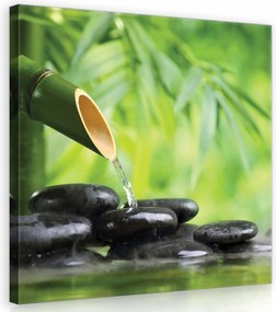 Vászonkép 80x80 Spa relaxáció zen kövek bambusz víz nyugalom harmónia természet