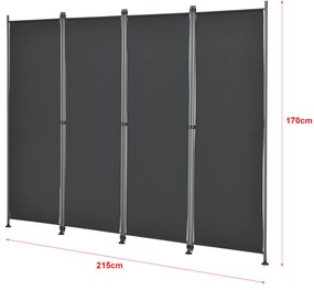 Térelválasztó fal Modica 215 x 170 cm fekete [pro.tec]