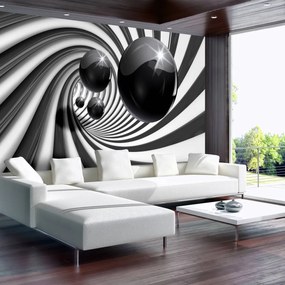 Fotótapéta - 3D fekete-fehér alagút (152,5x104 cm)