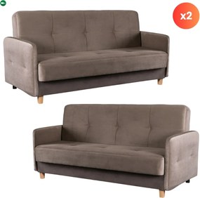 Zestaw 2x Sofa Rozkładana CUBA Beżowa