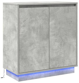 LED-es oldalszekrény, betonszürke, 71x34,5x75 cm, mérnöki fa
