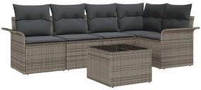 vidaXL Kerti Kanapé Szett párnával 6 pcs polirattan