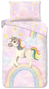 Rózsaszín egyszemélyes pamut gyerek ágyneműhuzat 140x200 cm Unisweet – Good Morning