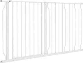 PawHut Ajtóvédő Lépcsővédő 10/20 cm-es Kiterjesztéssel, Fúrás Nélküli Lépcsővédő, 75-145 cm-es Szélességig, Mindkét Oldalon Forgatható, Acél, Fehér |