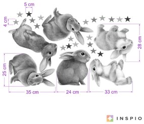 INSPIO Falmatrica - Szürke nyuszik gyerekszobába