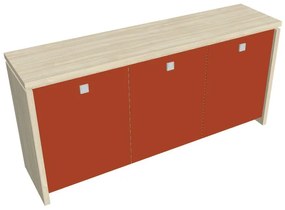 Verno alacsony szekrény 188 x 46 x 90 cm, üvegajtó, akác / narancs