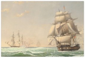 Kép - Fitz Henry Lane, The United States Frigate President Engaging the British Squadron, reprodukciók (90x60 cm)