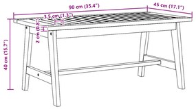 Kávézóasztal 90x45x40 cm Tömör akácfából