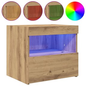 Éjjeli szekrény LED világítással 2 db Kézműves tölgy 50x40x45 cm
