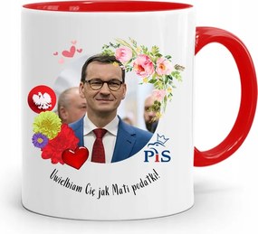 Piros Politikus Bögre Mateusz Morawiecki Miniszterelnök fényképes nyomtatással