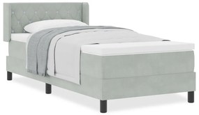 Boxspring Ágy Matrac Halandó Szürke 90x190 cm Bársonyos